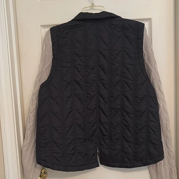 DEMOCRACY Black stone Puffer Vest Cable Knit Sweater Arms Jacket - Picture 2 of 6